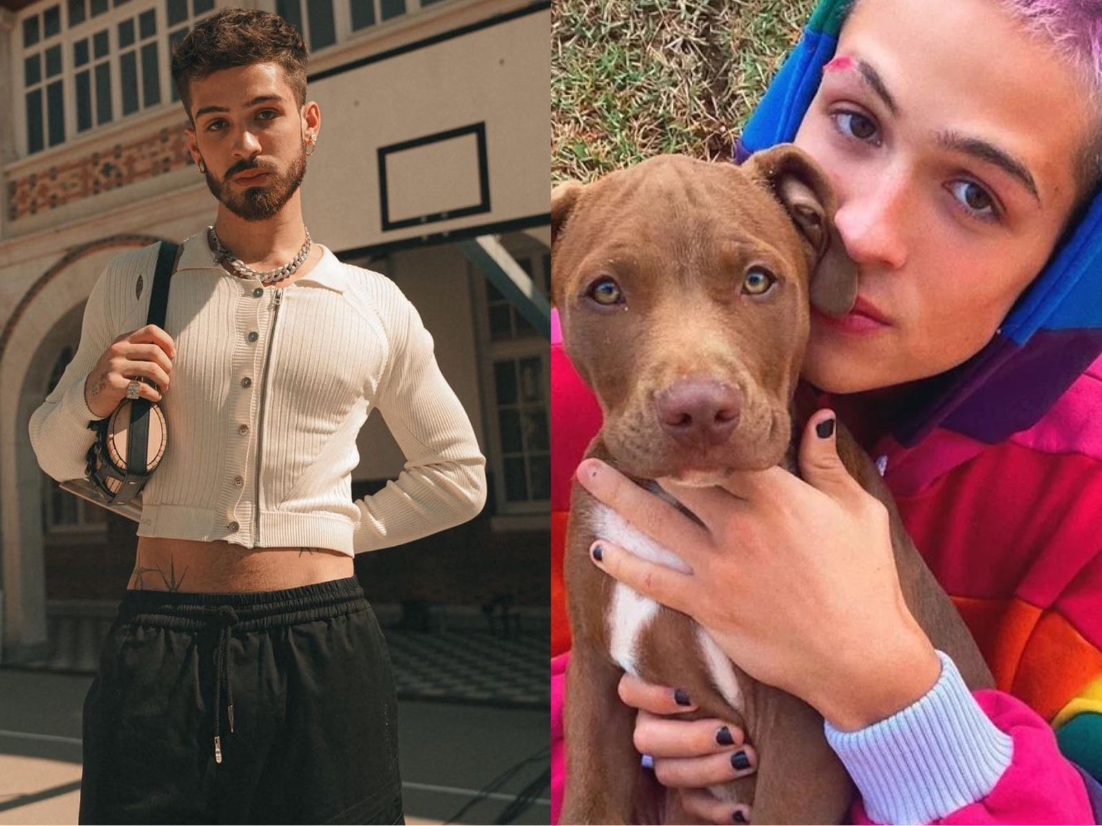 João Guilherme chamou atencão ao aparecer de cropped em um desfile em Paria. Mas antes disso, o ator já havia usado unhas pintas e maquiagem em outras ocasiões — Foto: Reprodução/Instagram