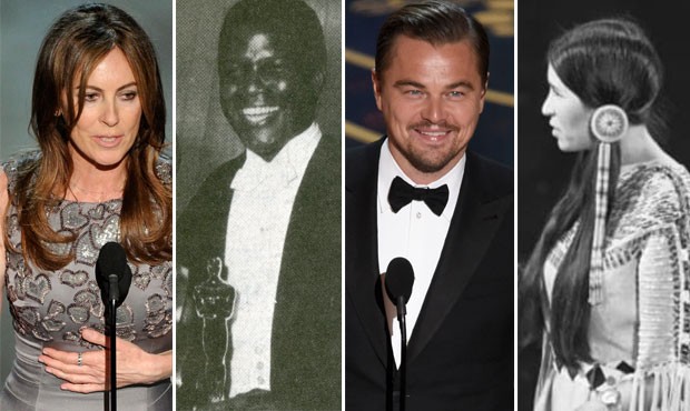 Kathryn Bigelow, Sidney Poitier, Leonardo DiCaprio e Sacheen Littlefeatherm participaram de momentos marcantes da história do Oscar
