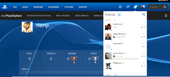PlayStation lança perfil online para amigos do PS3 e PS4, saiba usar (Foto: Reprodução/Felipe Vinha)