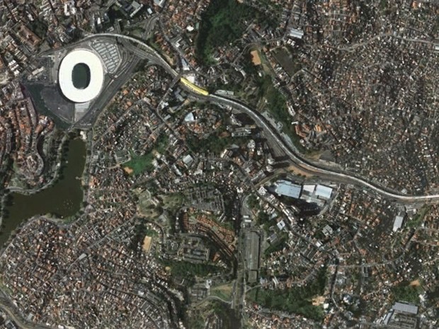 Arena Fonte Nova, em Salvador, em foto feita em 19 de setembro de 2013 (Foto: Google Earth)