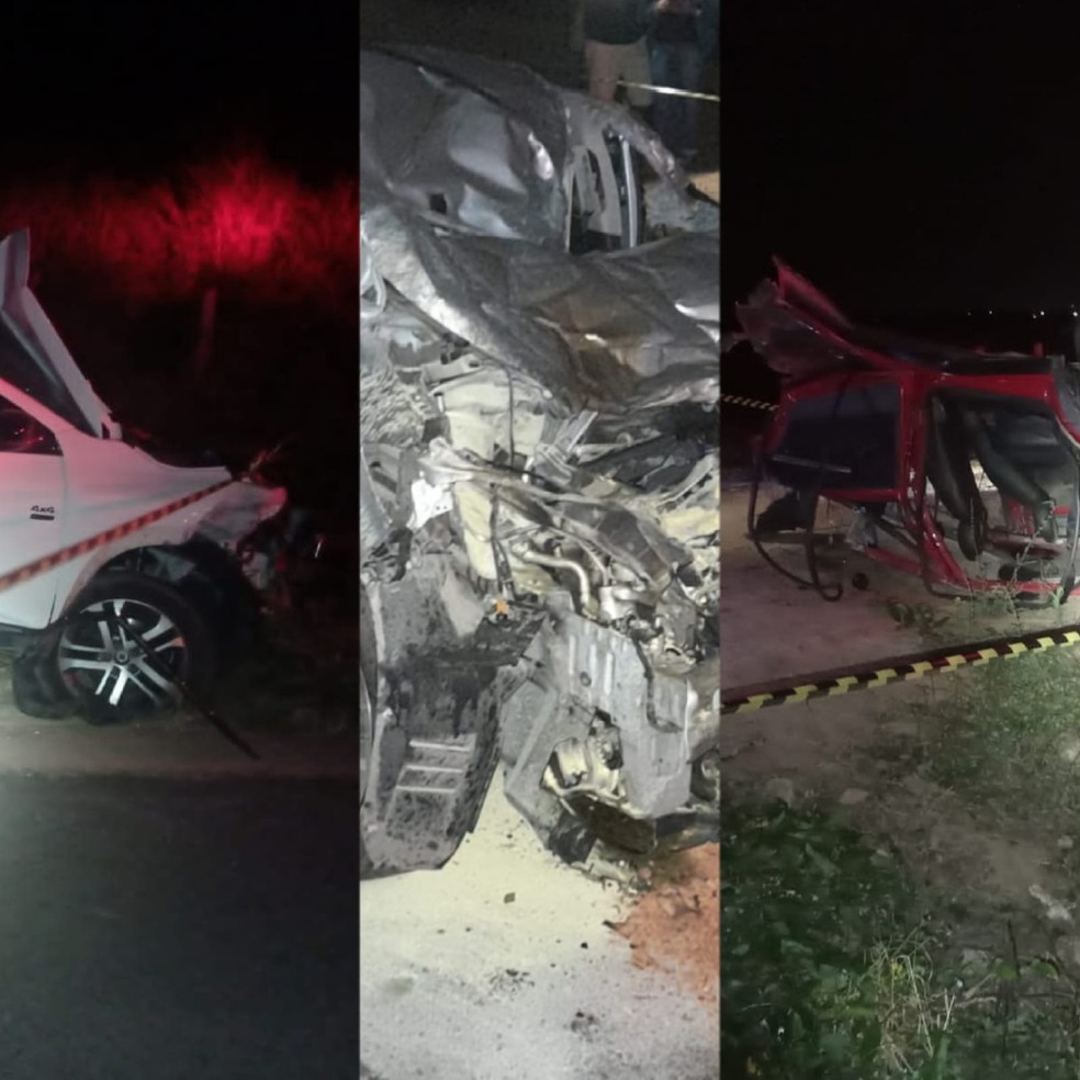 Picape e mais dois carros envolvidos em acidente na AL-115, em Igaci — Foto: BPrv - Arapiraca 
