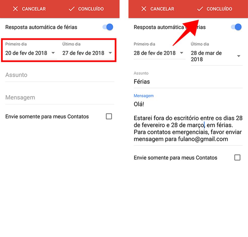 Defina data de validade e escreva o texto da mensagem automática no Gmail (Foto: Reprodução/Paulo Alves)