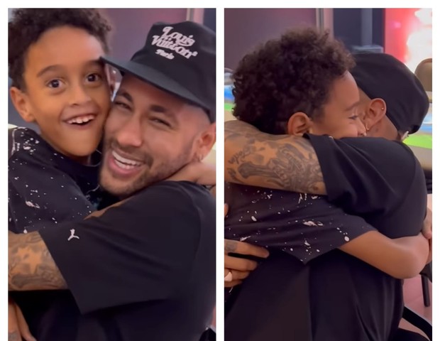 Filho de Denilson e Luciele Di Camargo se emociona ao conhecer Neymar (Foto: Instagram)