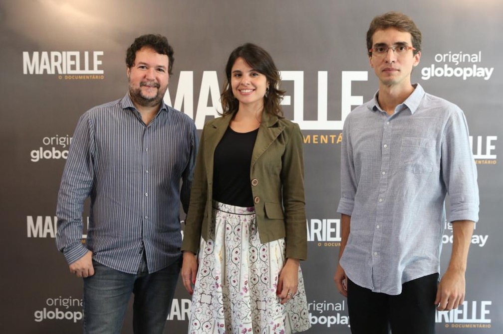 Ricardo Villela, Eliane Scardovelli e Caio Cavechini, que integram equipe de 'Marielle - O Documentário' — Foto: Reginaldo Teixeira/Globo