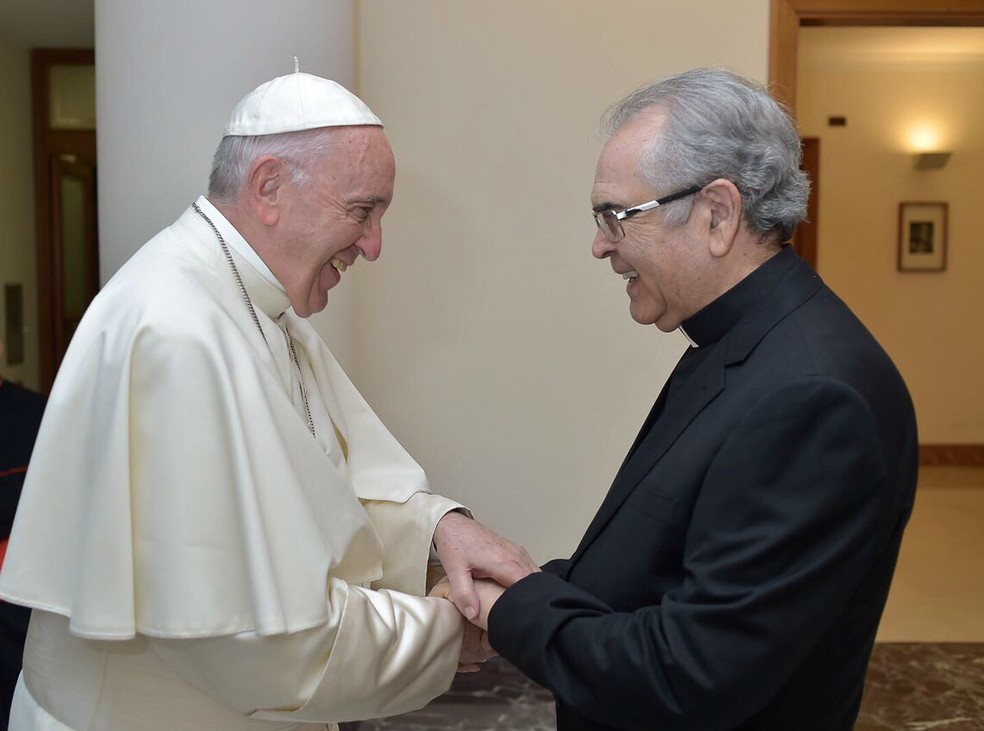 Padre Zezinho se encontrou com o Papa após evento de jovens (Foto: Arquivo pessoal/Padre Zezinho)