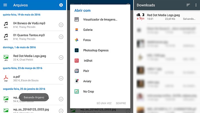 Outlook para Android pergunta com qual app deseja visualizar anexo (Foto: Reprodução/Elson de Souza)