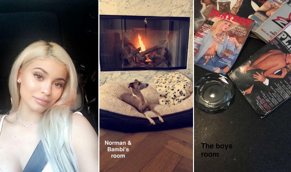 Kylie Jenner e alguns detalhes de sua casa (Foto: Snapchat)