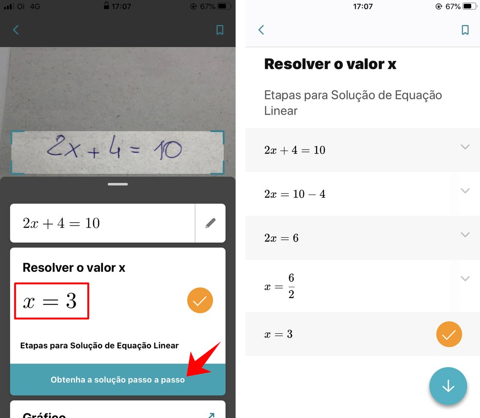 Microsoft Math Solver resolve equações online e mostra o passo a passo da solução matemática — Foto: Reprodução/Rodrigo Fernandes