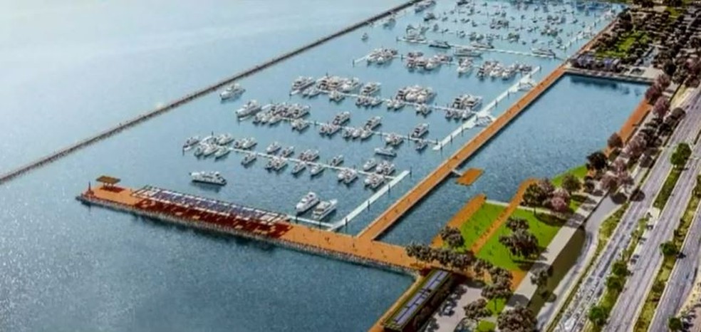 Empresa que venceu a licitação para construir marina em Florianópolis vai poder operar e administrar o local por 30 anos. — Foto: NSC TV/Reprodução