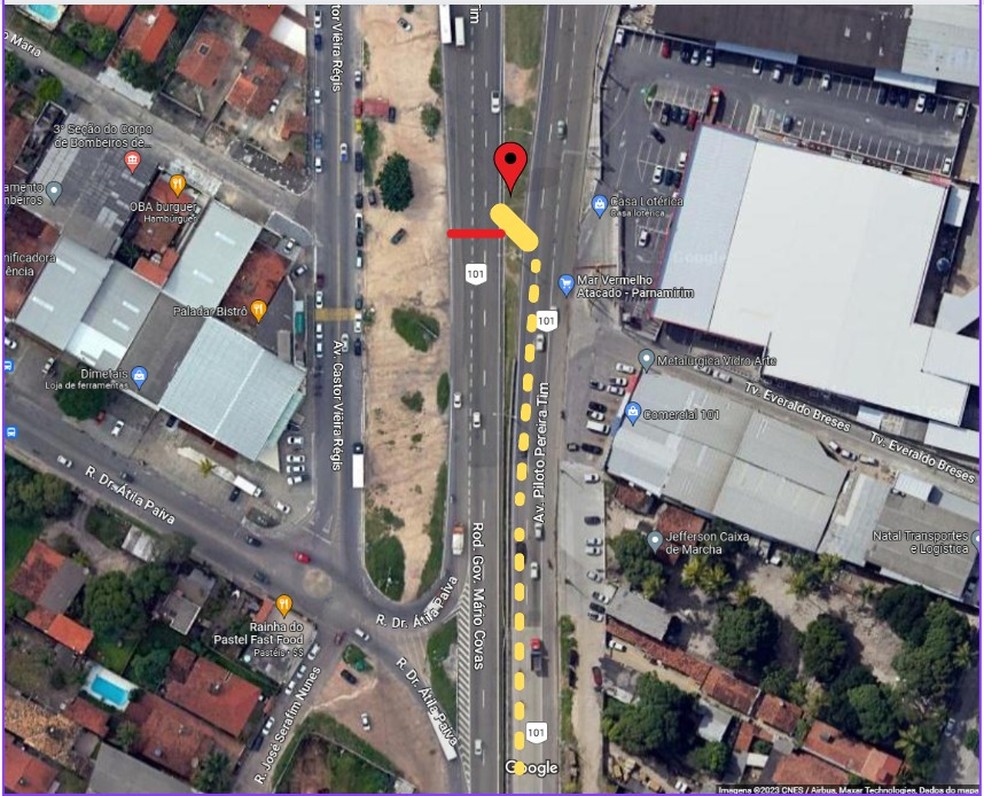 Desvio vai acontecer na BR-101 próximo à passarela da Cohabinal — Foto: Divulgação/PRF