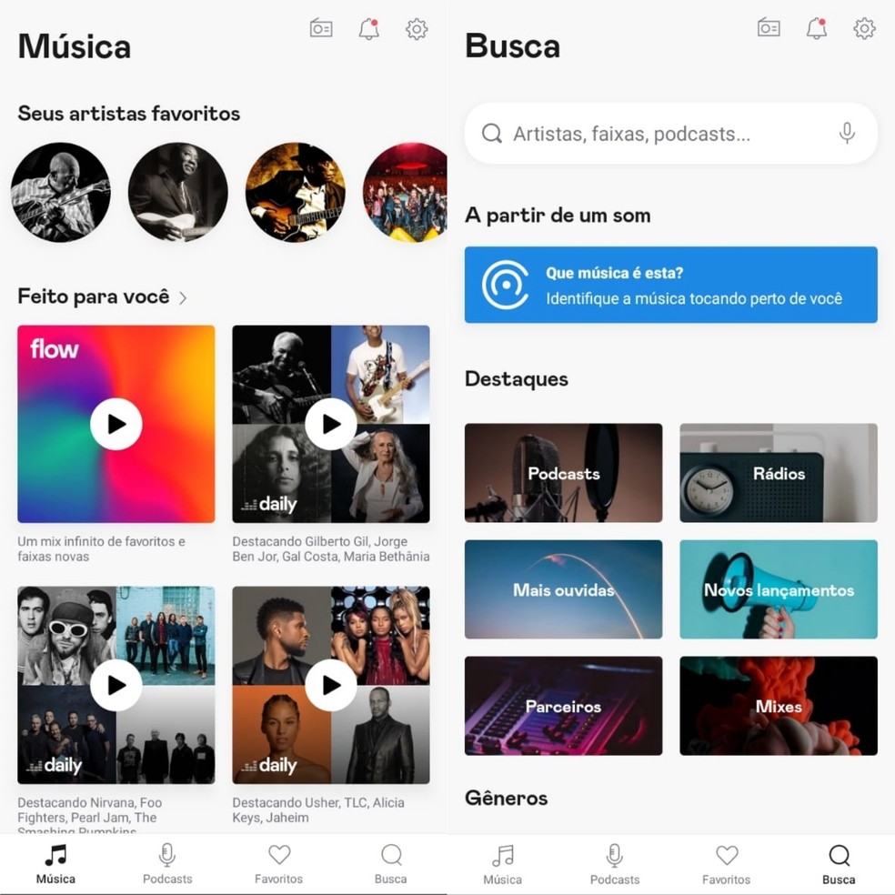 Deezer oferece planos pagos por preços a partir de R$ 9,90 — Foto: Reprodução/Clara Fabro