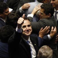 Rodrigo Pacheco (PSD) é reeleito presidente do Senado — Foto: Cristiano Mariz/AFP