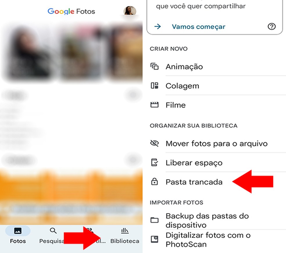 Google Fotos tem pasta que oculta fotos e vídeos — Foto: Reprodução/Flávia Fernandes