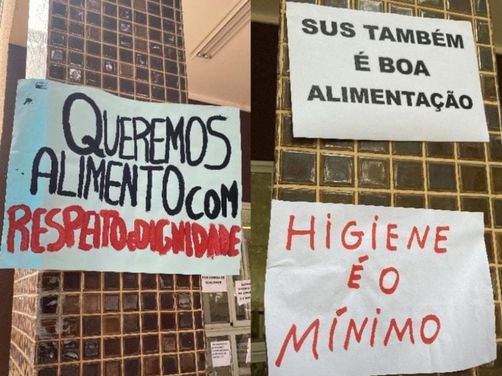Protesto contra qualidade da comida servida em Hospital das Clínicas — Foto: Reprodução/Redes Sociais