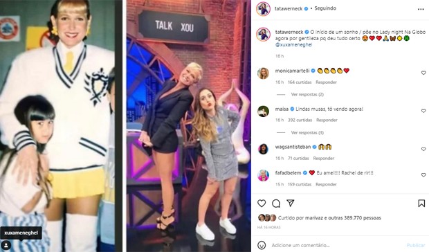 Tata Werneck mostra antes e depois com Xuxa (Foto: Reprodução/Instagram)