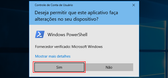 Autorizando a execução do PowerShell no Windows 10 (Foto: Reprodução/Edivaldo Brito)
