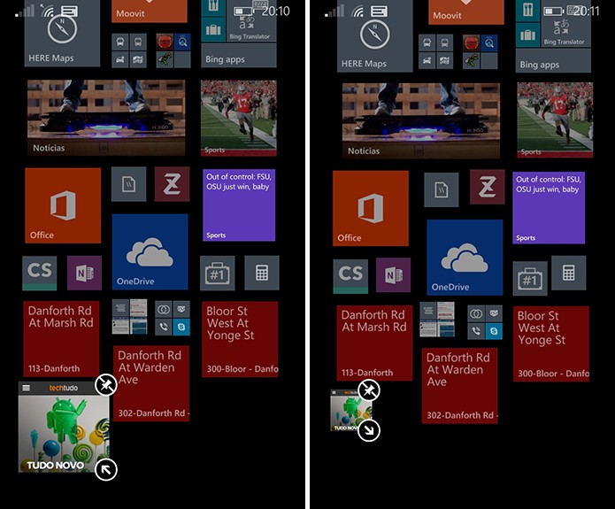 Site fixado através do Internet Explorer do Windows Phone pode ser redimensionado na tela inicial (Foto: Reprodução/Elson de Souza)