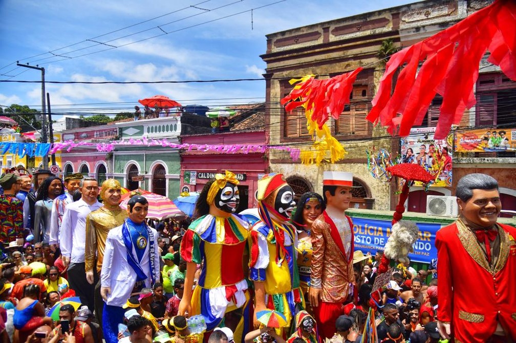 O colorido nos bonecos gigantes no carnaval de Olinda — Foto: Léo Caldas/Titular Fotografia