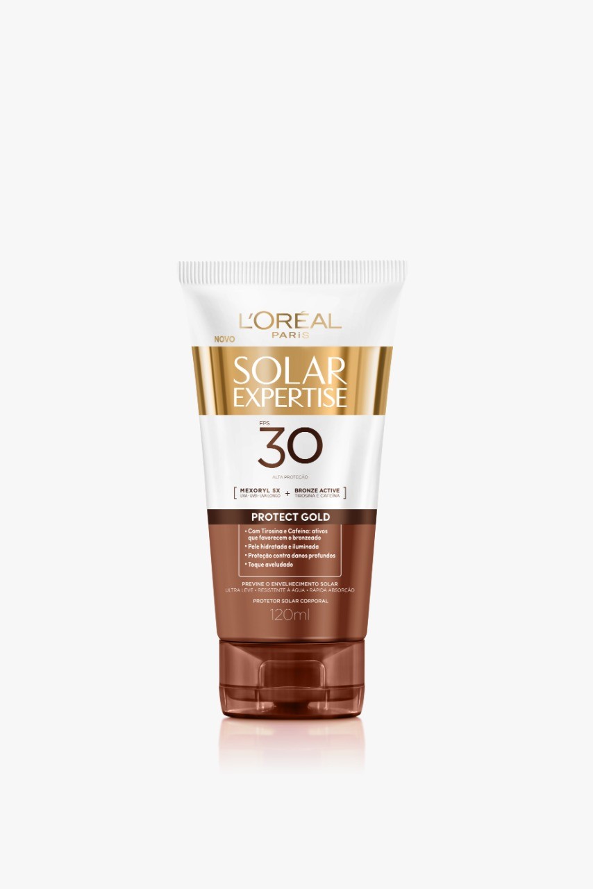 Solar Expertise Protect Gold, FPS 30, L’Oréal Paris, R$ 43,99 (120 ml): fórmula leve, rápida absorção (Foto: Divulgação)