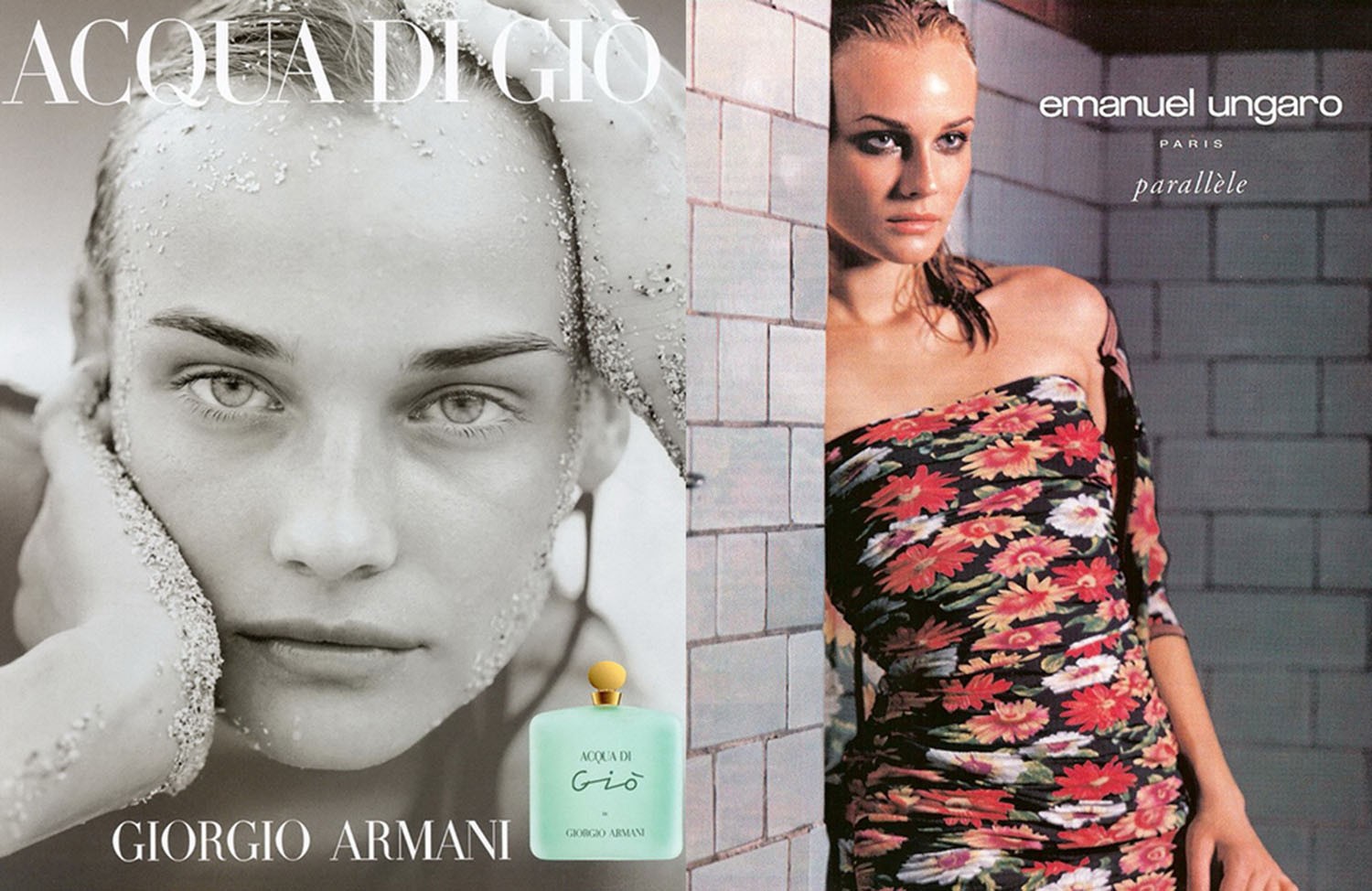 Diane Kruger começou a modelar em 1992, quando estrelou uma série de campanhas, incluindo a do perfume Acqua di Gio, da Giorgio Armani, e de Emanuel Ungaro    