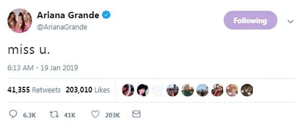 Publicação de Ariana Grande (Foto: Reprodução/Twitter)