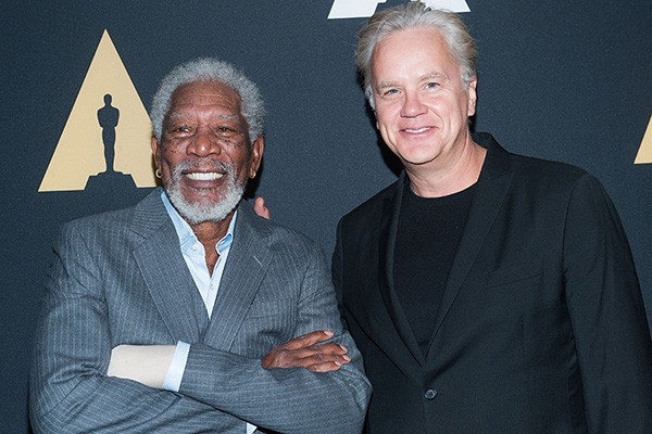 Morgan Freeman e Tim Robbins se reencontram após vinte anos do lançamento de 'Um Sonho de Liberdade' (Foto: Getty Images)