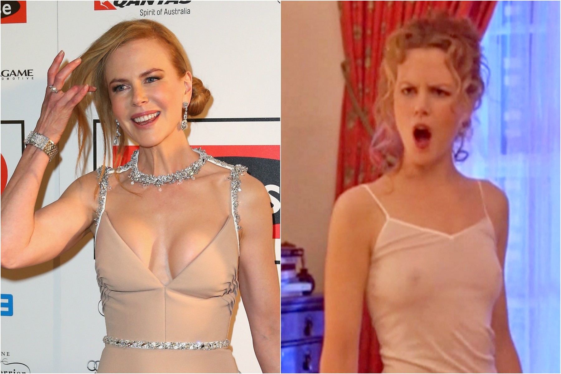 À esquerda, Nicole Kidman na última sexta-feira (13); à direita, a atriz em cena do filme 'De Olhos Bem Fechados' (1999). (Foto: Getty Images e Divulgação)