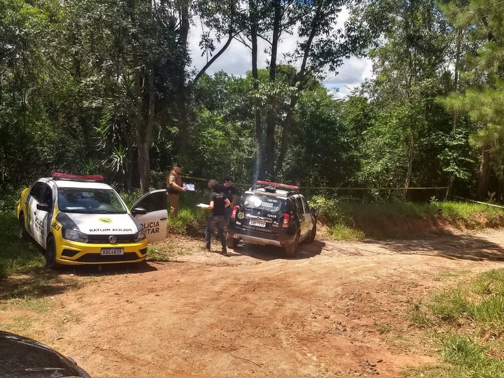 Corpo foi encontrado por um morador que levava animais para um pasto — Foto: Gisele Wardani/RPC Ponta Grossa