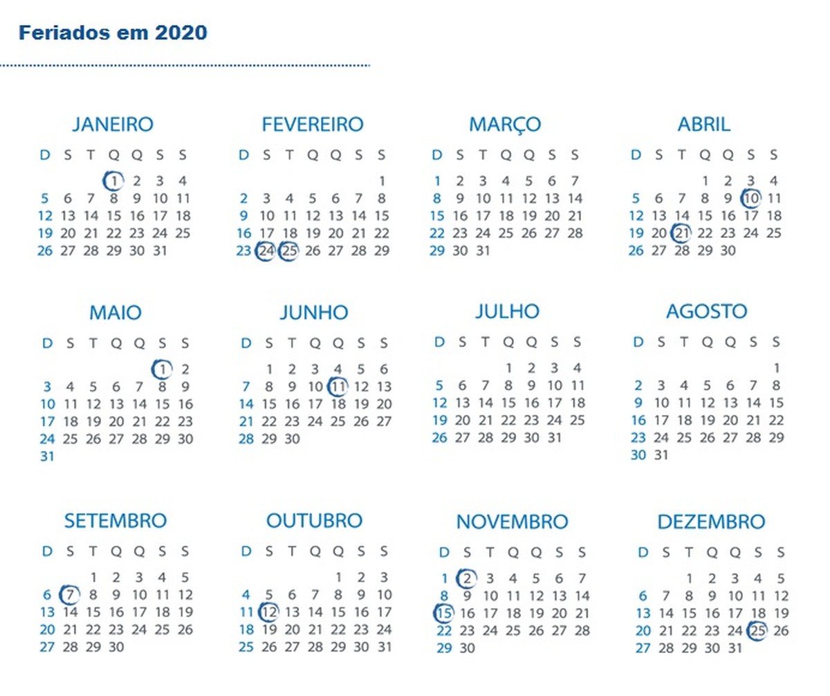 Ano novo terá 11 feriados nacionais em dias de semana ...