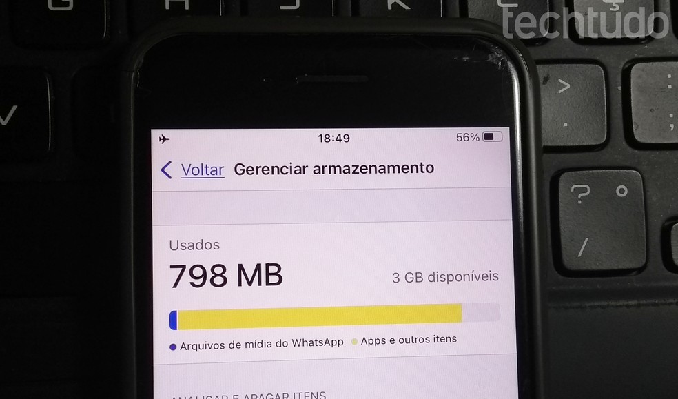 Armazenamento é responsável pela capacidade do celular de guardar arquivos  — Foto: Rodrigo Fernandes/TechTudo