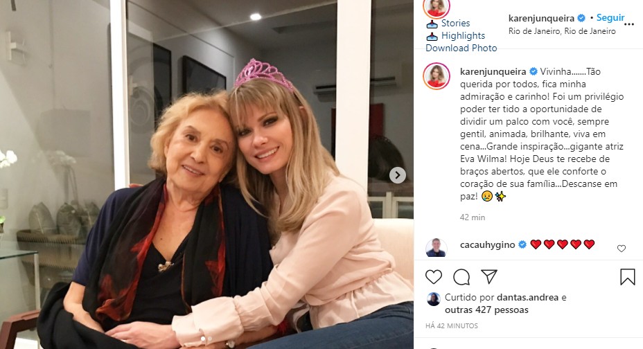 Karen Junqueira se despede de Eva Wilma (Foto: Reprodução Instagram)