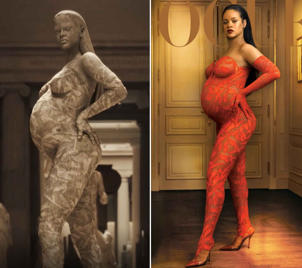 Rihanna é homenageada com estátua no Met que recria capa da Vogue — Foto: Reprodução/Instagram