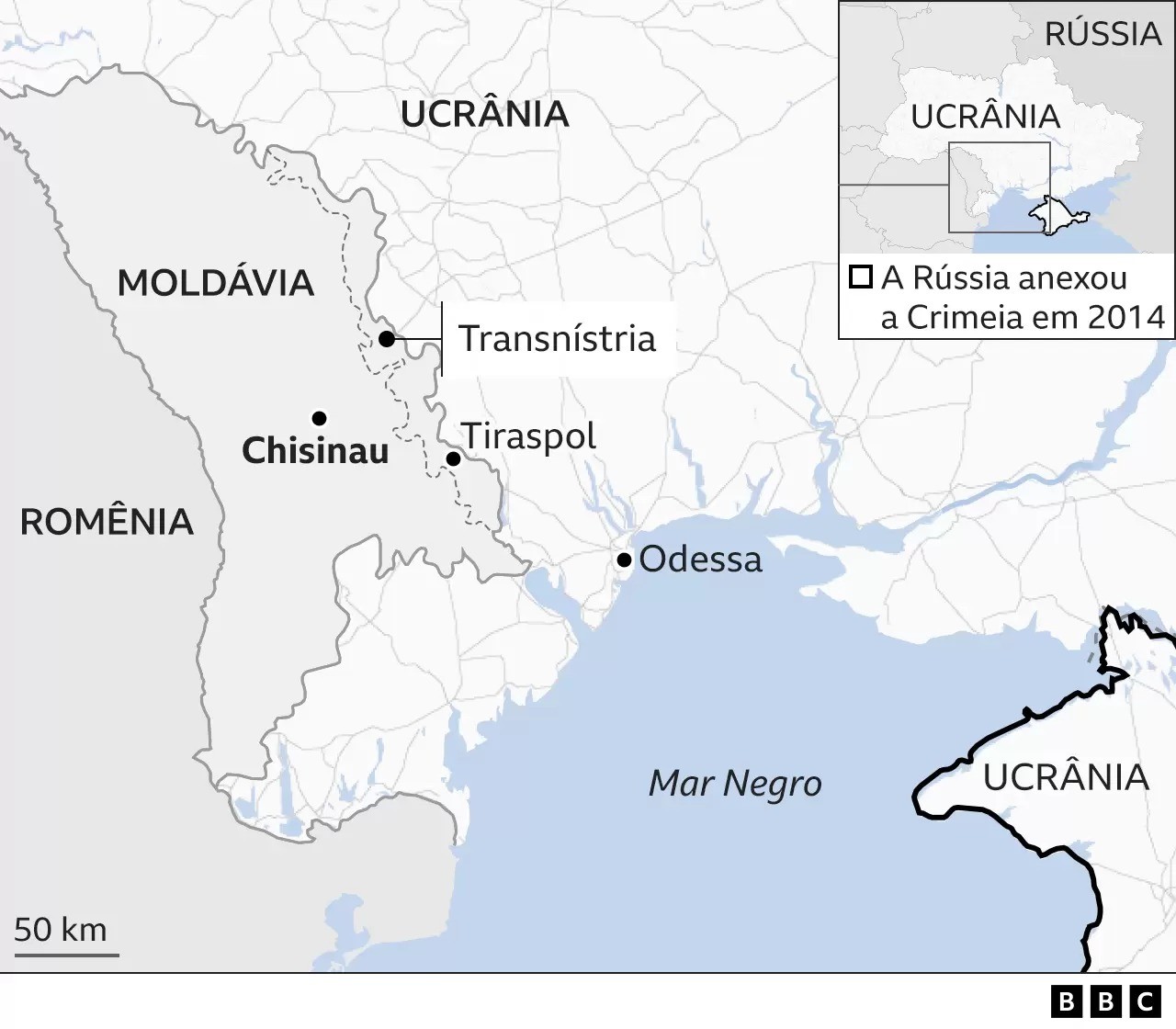 Localização da Trasnístria (Foto: BBC)