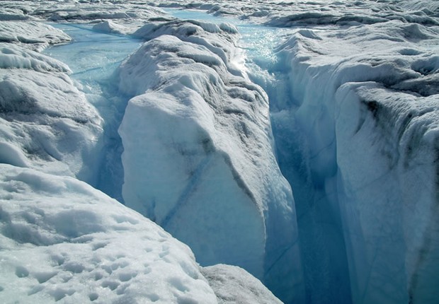 Degelo registrado na Groenlândia: estudo da Nasa aponta que as camadas estão derretendo devido ao aquecimento global (Foto: NASA)