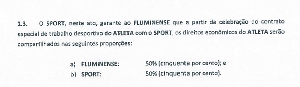 Contrato entre Sport e Fluminense no caso Diego Souza (Foto: Reprodução)