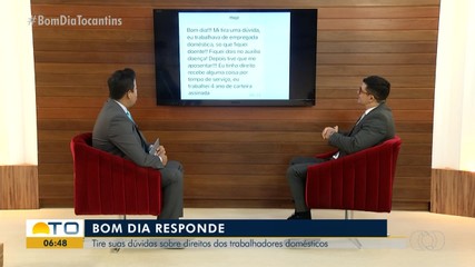 Especialista tira dúvidas dos telespectadores sobre trabalhadores domésticos