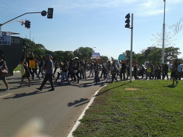 Servidores realizam protesto em Palmas (Foto: Divulgação/Seet)