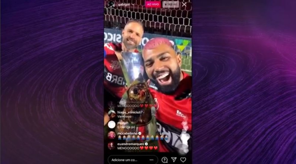 Live de Gabigol após título — Foto: reprodução/vídeo