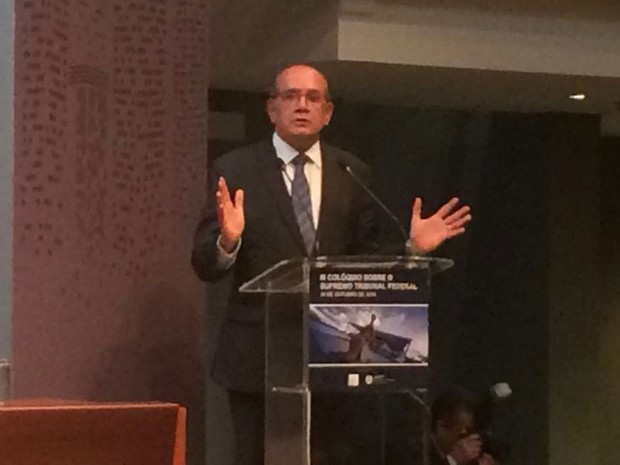Gilmar Mendes deu palestra em evento para advogados em São Paulo (Foto: Roney Domingos/G1)