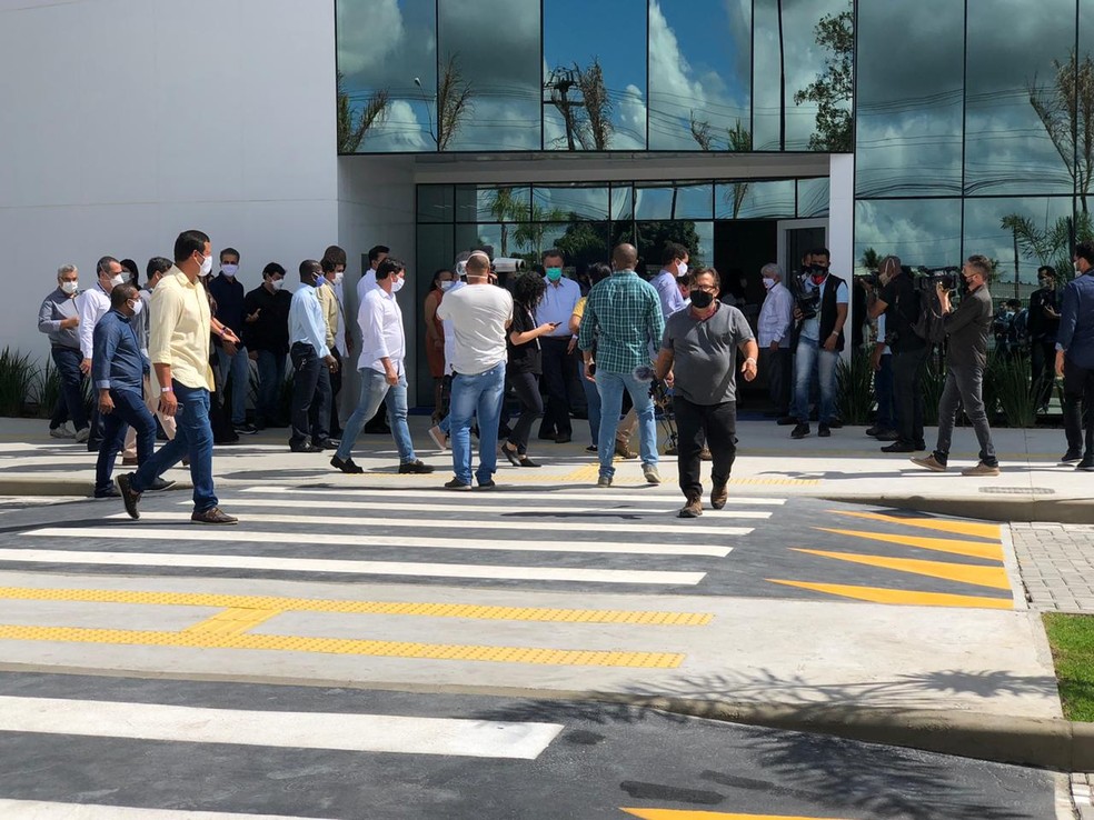 Com 40 leitos de UTI para pacientes com Covid-19, Hospital Cl&eacute;riston Andrade 2 &eacute; entregue na Bahia. &mdash; Foto: Adilson Muritiba / TV Suba&eacute;