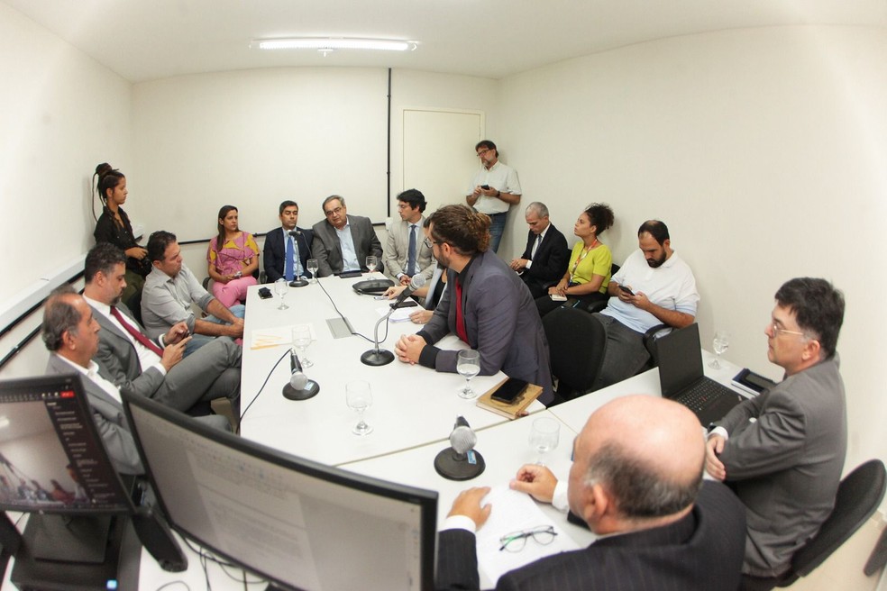 Audiência de custódia realizada na manhã desta segunda-feira (8). — Foto: Alex Regis/Prefeitura de Natal