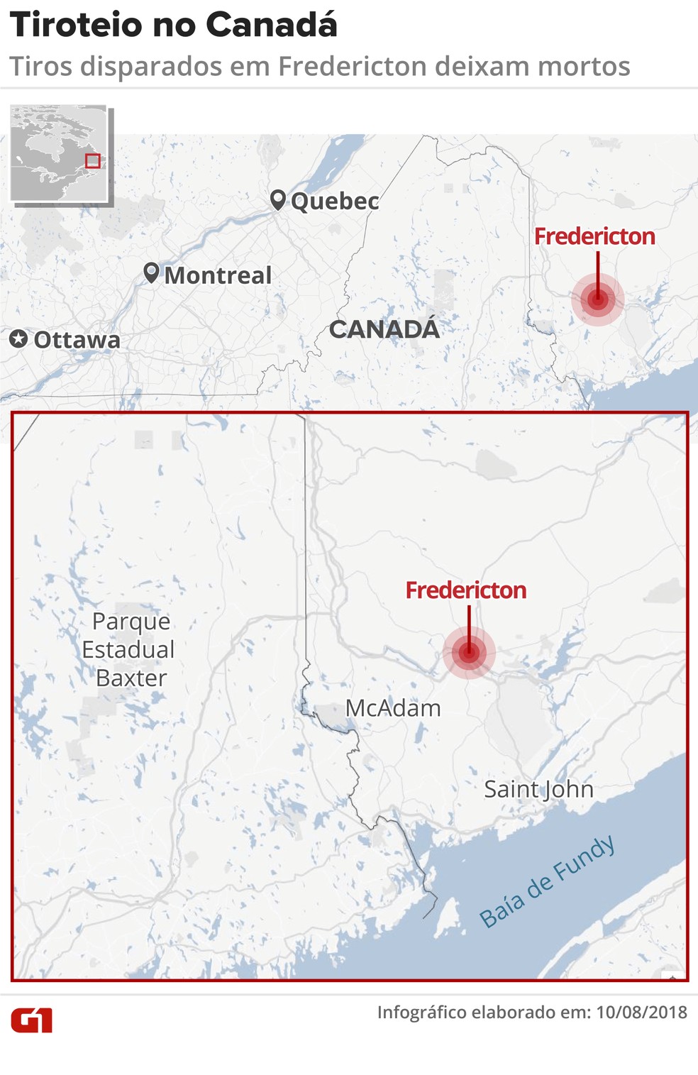 Tiroteio deixa mortos em Fredericton, no Canadá (Foto: Juliane Monteiro/G1)