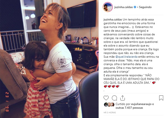 Juliana Caldas posa com Bequinha, filha de uma amiga (Foto: Reprodução/Instagram)