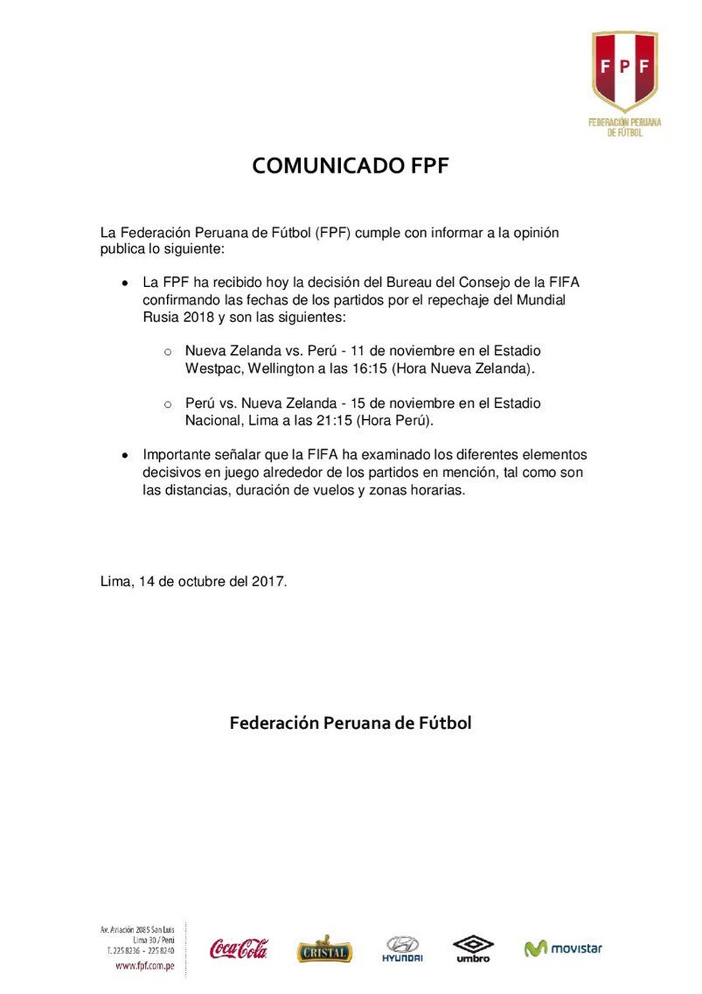 Comunicado da FPF informa horário dos duelos (Foto: Reprodução/Twitter FPF)