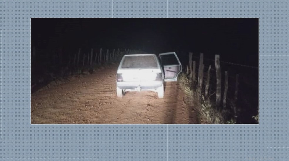 Carro utilizado na morte do filho de comerciante durante um assalto a mercadinho em São João do Cariri — Foto: Reprodução/TV Paraíba