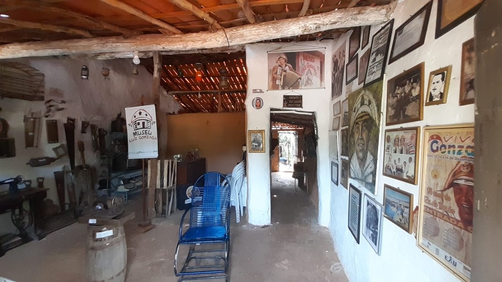 Área interna do museu que relembra a história de Luiz Gonzaga, em Crato, Ceará — Foto: Pedro Lucas Siebra