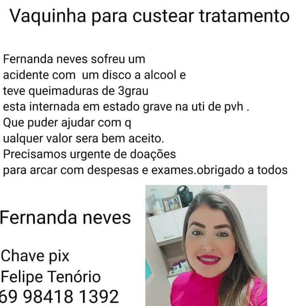 Amigos e familiares abriram corrente solidária para custear tratamento da jovem — Foto: Facebook/Reprodução