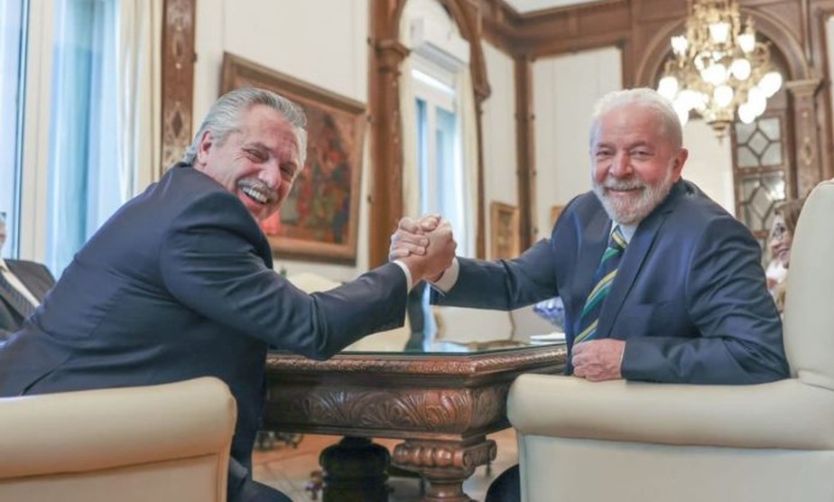 O presidente da Argentina, Alberto Fernández, recebe Lula na Casa Rosada