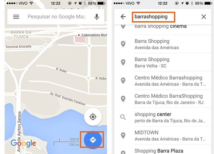 Encontre o local de destino no Google Maps para iOS (Foto: Reprodução/Barbara Mannara)