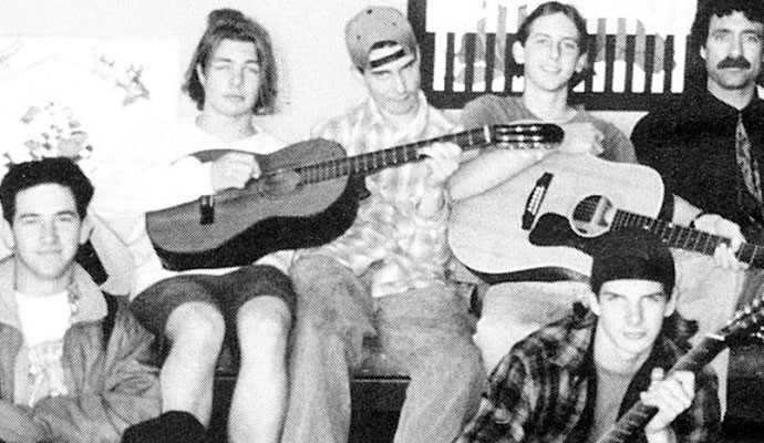 Maroon 5 em 1995, no início da carreira. Adam é o terceiro da esquerda para direita (Foto: Seth Poppel/Yearbook Library)